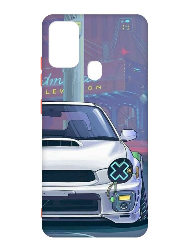 Матовий чохол з червоними боками на Samsung Galaxy M30s/M21 :: Авто аніме (принт 239)