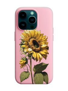 Матовий рожевий чохол на Apple iPhone 14 Pro :: Соняшник (принт 274)