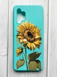 Матовий бірюзовий чохол на Samsung Galaxy A32 :: Соняшник (принт 274)
