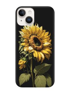 Матовий чорний чохол на Apple iPhone 14 :: Соняшник (принт 274)
