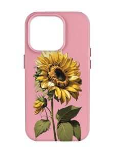 Матовий рожевий чохол на Apple iPhone 14 Pro Max :: Соняшник (принт 274)
