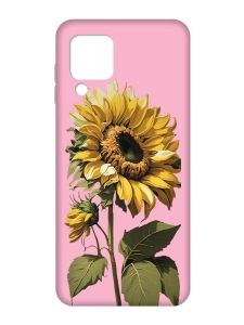 Матовий рожевий чохол на Samsung Galaxy M32/A22/M22 4G :: Соняшник (принт 274)
