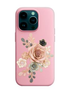 Матовий рожевий чохол на Apple iPhone 14 Pro :: Троянди (принт 275)