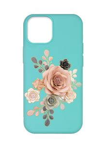 Матовий бірюзовий чохол на Apple iPhone 12 Pro Max :: Троянди (принт 275)