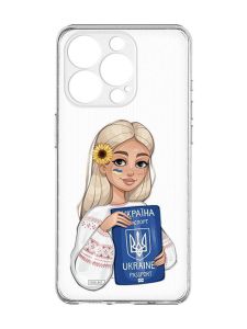 Прозорий чохол із захистом камери на iPhone 15 Pro Max :: Дівчина з паспортом (принт 13)