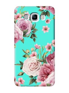 Матовий бірюзовий чохол на Samsung Galaxy J7(2016) J710 :: Рожеві квіти (принт 287)