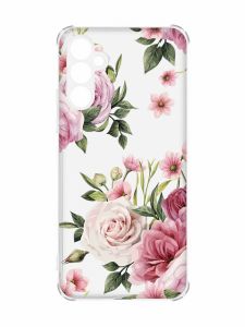 Чохол з потовщеними кутами на Samsung Galaxy A34 5G :: Рожеві квіти (принт 287)