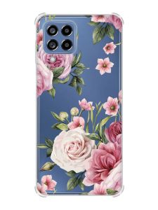 Чохол з потовщеними кутами на Samsung Galaxy M53 (M536) 5G :: Рожеві квіти (принт 287)