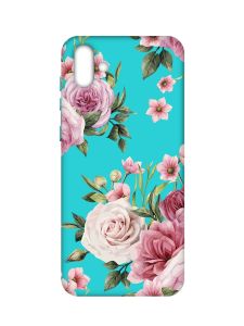 Матовий бірюзовий чохол на Samsung Galaxy A04 :: Рожеві квіти (принт 287)