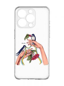 Прозорий чохол із захистом камери на iPhone 15 Pro Max :: Ластівки (патріотичний принт 15)