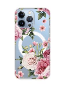 Магнітний чохол на iPhone 13 Pro (6.1) із підтримкою MagSafe :: Рожеві квіти (принт 287)