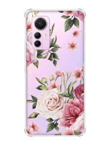 Чохол з потовщеними кутами на Xiaomi 12 Lite :: Рожеві квіти (принт 287)