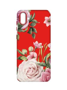 Матовий червоний чохол на Samsung Galaxy A04 :: Рожеві квіти (принт 287)