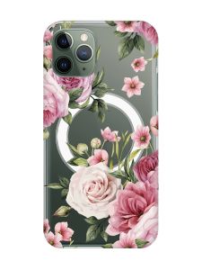 Магнітний чохол на iPhone 12/12 Pro із підтримкою MagSafe :: Рожеві квіти (принт 287)