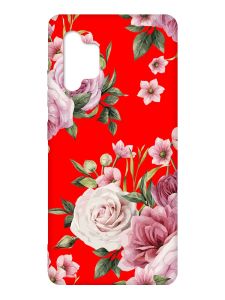 Матовий червоний чохол на Samsung Galaxy A32 :: Рожеві квіти (принт 287)