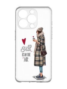 Прозорий чохол із захистом камери на iPhone 15 Pro Max :: Дівчина з кавою (принт 59)