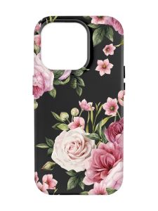 Матовий чорний чохол на Apple iPhone 14 Pro Max :: Рожеві квіти (принт 287)