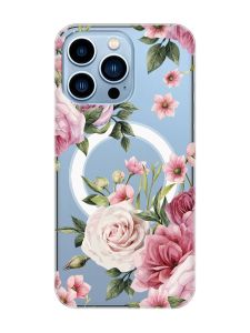 Магнітний чохол на iPhone 13 Pro Max із підтримкою MagSafe :: Рожеві квіти (принт 287)