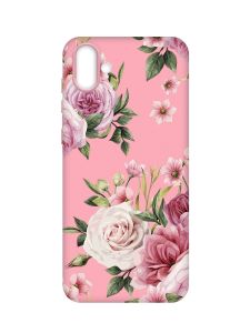 Матовий рожевий чохол на Samsung Galaxy A04 :: Рожеві квіти (принт 287)