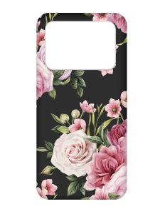 Матовий чорний чохол на Xiaomi Poco X4 Pro 5G :: Рожеві квіти (принт 287)