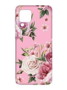 Матовий рожевий чохол на Samsung Galaxy M32/A22/M22 4G :: Рожеві квіти (принт 287)