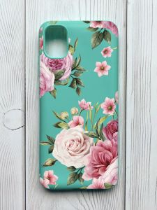 Матовий бірюзовий чохол на Samsung Galaxy A04E / A042 :: Рожеві квіти (принт 287)