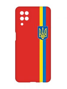 Матовий червоний чохол на Samsung Galaxy A12 :: Стрічка Україна (патріотичний принт 253)
