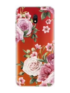 Прозорий чохол на Xiaomi Redmi 8A :: Рожеві квіти (принт 287)
