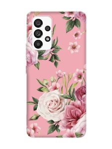 Матовий рожевий чохол на Samsung Galaxy A53 4G/5G :: Рожеві квіти (принт 287)