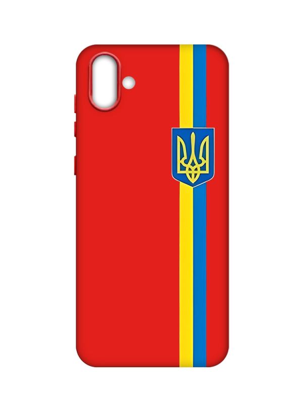 Матовий червоний чохол на Samsung Galaxy A04 :: Стрічка Україна (патріотичний принт 253)