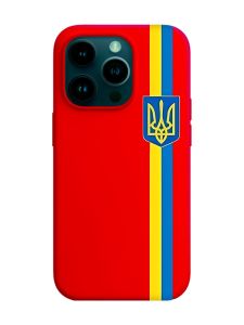 Матовий червоний чохол на Apple iPhone 14 Pro :: Стрічка Україна (патріотичний принт 253)