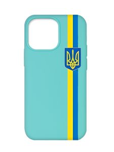 Матовий бірюзовий чохол на Apple iPhone 13 Pro :: Стрічка Україна (патріотичний принт 253)