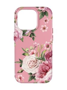 Матовий рожевий чохол на Apple iPhone 14 Pro Max :: Рожеві квіти (принт 287)