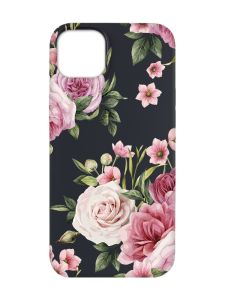 Матовий чорний чохол на Apple iPhone 14 Plus :: Рожеві квіти (принт 287)