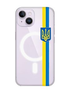Магнітний чохол на iPhone 14 із підтримкою MagSafe :: Стрічка Україна (патріотичний принт 253)