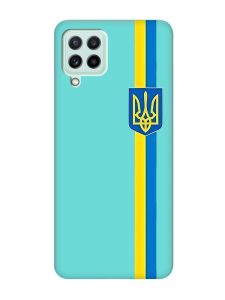 Матовий бірюзовий чохол на Samsung Galaxy M32/M22/A22 4G :: Стрічка Україна (патріотичний принт 253)