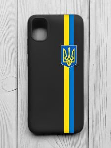 Матовий чорний чохол на Samsung Galaxy A04E/A042 :: Стрічка Україна (патріотичний принт 253)