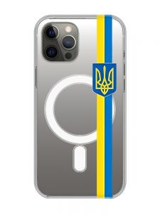 Магнітний чохол на iPhone 12 Pro Max із підтримкою MagSafe :: Стрічка Україна (патріотичний принт 253)