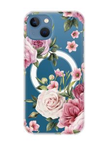 Магнітний чохол на iPhone 13 (6.1) із підтримкою MagSafe :: Рожеві квіти (принт 287)