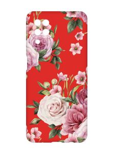 Матовий червоний чохол на Samsung Galaxy A12 :: Рожеві квіти (принт 287)
