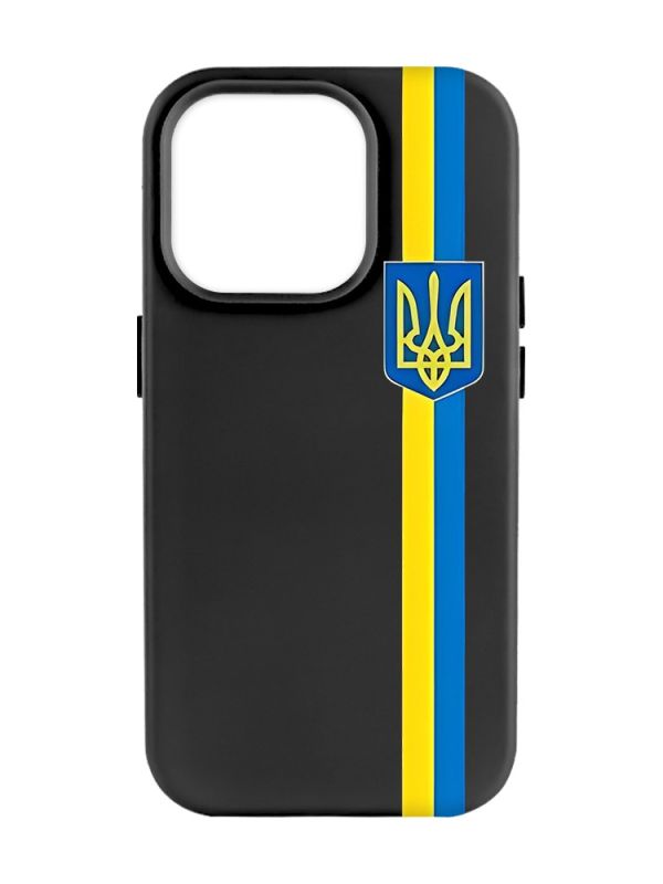 Матовий чорний чохол на Apple iPhone 14 Pro Max :: Стрічка Україна (патріотичний принт 253)