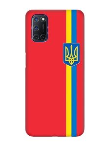 Матовий червоний чохол на Oppo A52/ A72/ A92 :: Стрічка Україна (патріотичний принт 253)