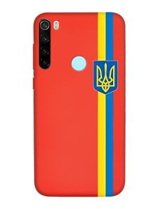 Матовий червоний чохол на Xiaomi Redmi Note 8T :: Стрічка Україна (патріотичний принт 253)