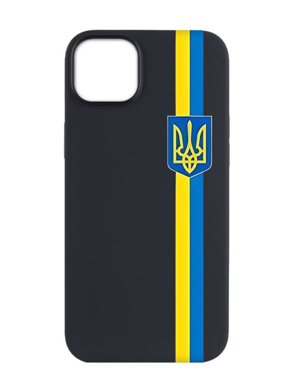 Матовий чорний чохол на Apple iPhone 14 Plus :: Стрічка Україна (патріотичний принт 253)
