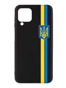 Матовий чорний чохол на Samsung Galaxy A12 :: Стрічка Україна (патріотичний принт 253)