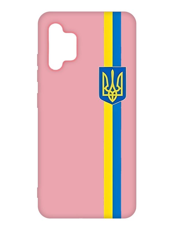 Матовий рожевий чохол на Samsung Galaxy A32 :: Стрічка Україна (патріотичний принт 253)