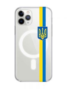 Магнітний чохол на iPhone 11 Pro Max із підтримкою MagSafe :: Стрічка Україна (патріотичний принт 253)
