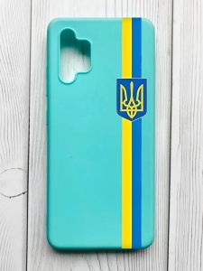 Матовий бірюзовий чохол на Samsung Galaxy A32 :: Стрічка Україна (патріотичний принт 253)