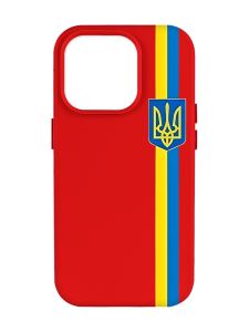 Матовий червоний чохол на Apple iPhone 14 Pro Max :: Стрічка Україна (патріотичний принт 253)