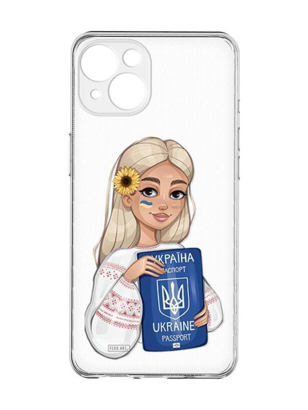 Прозорий чохол із захистом камер на iPhone 15 :: Дівчина з паспортом (принт 13)